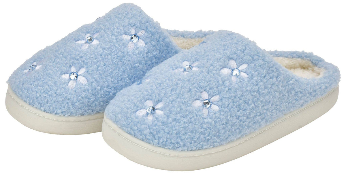 Blue Ditsy Slippers (Medium (4-6))