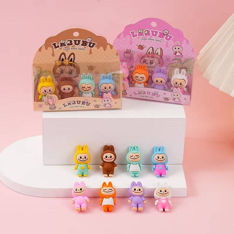 Labubu cute rubber eraser-4pcs set
