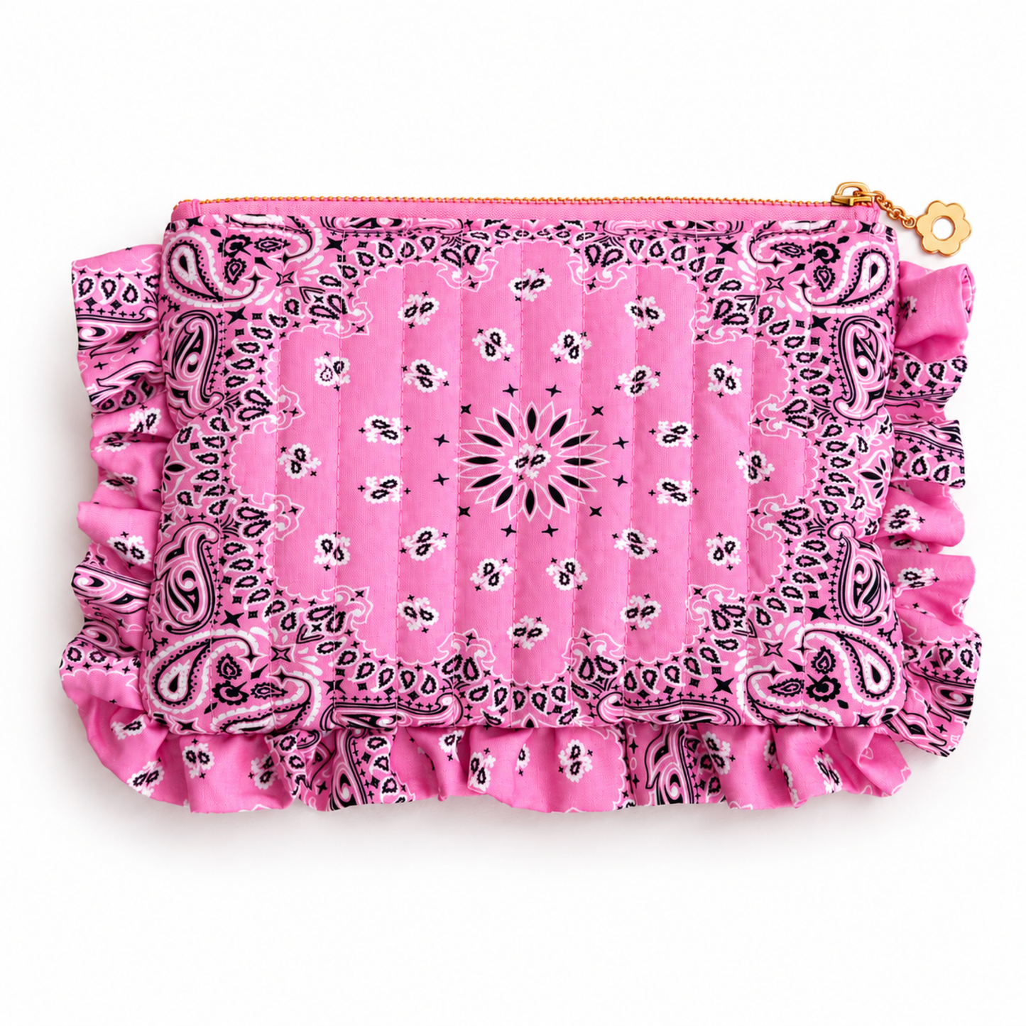 Ellison+Young Bandana Ruffle Everything Pouch, Quilted Cosmetic Case