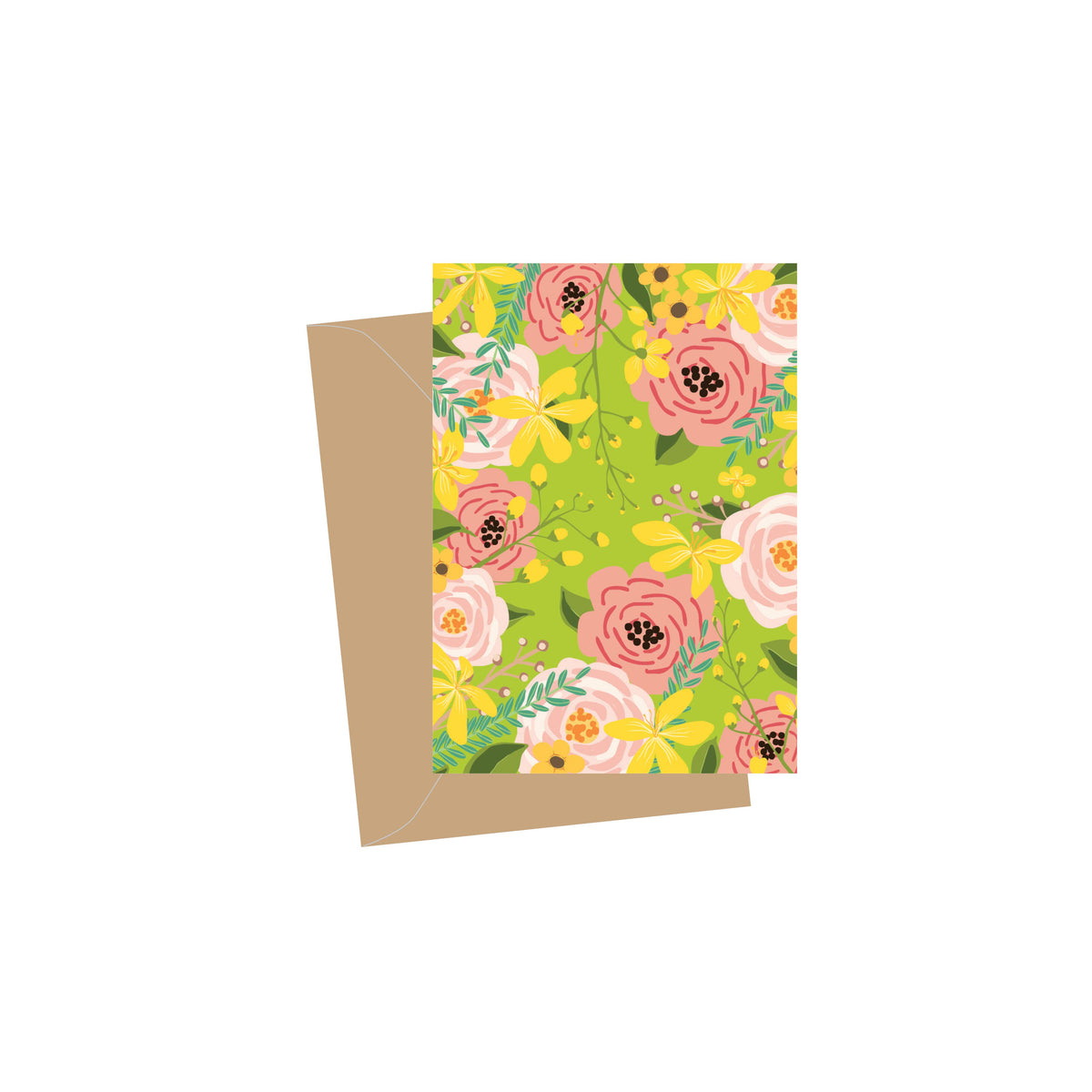 Mini Floral Green Blank, Folded Enclosure Cards