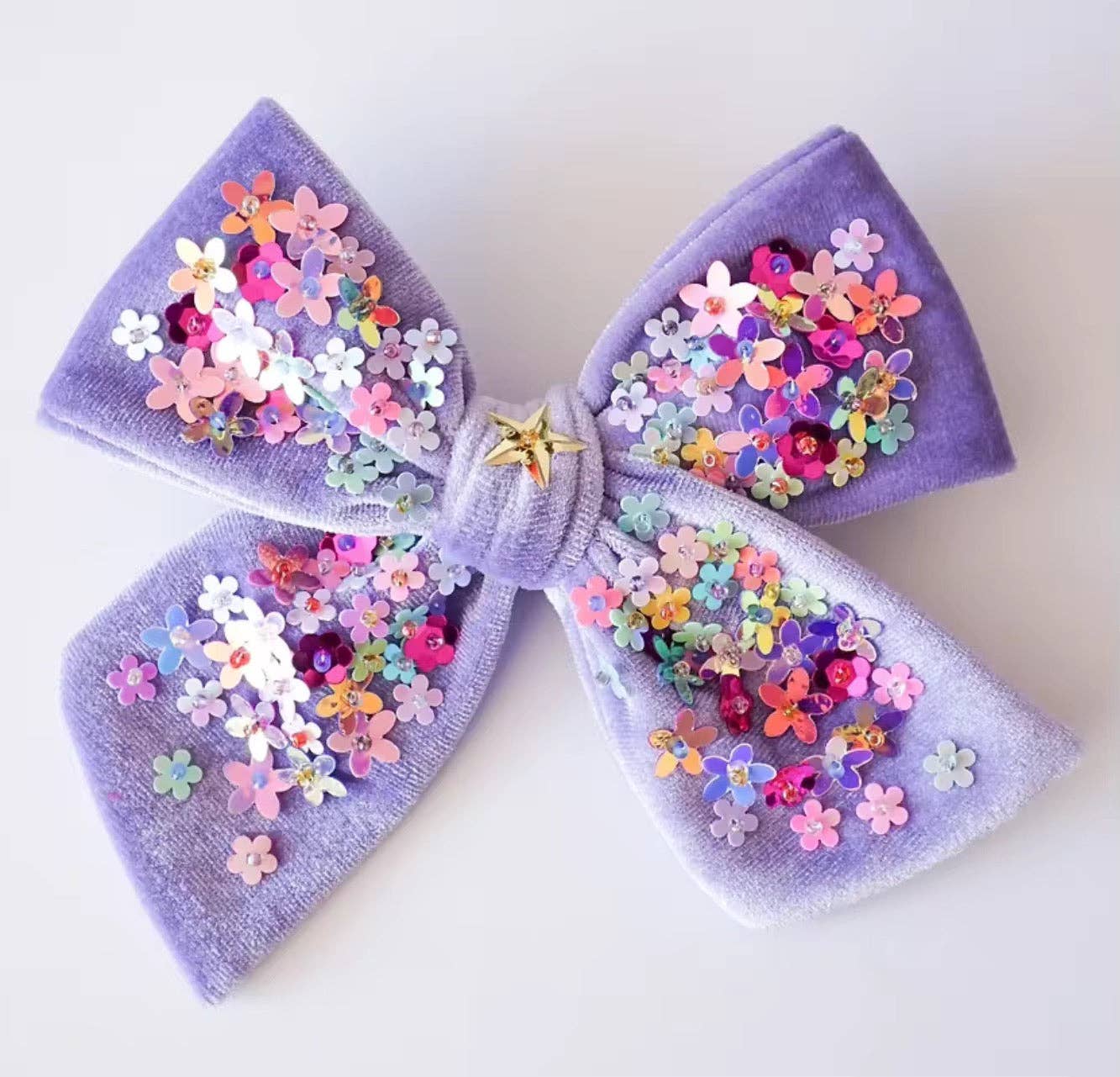 Velvet Sparkle Hair Bow - Floral Frenzy
