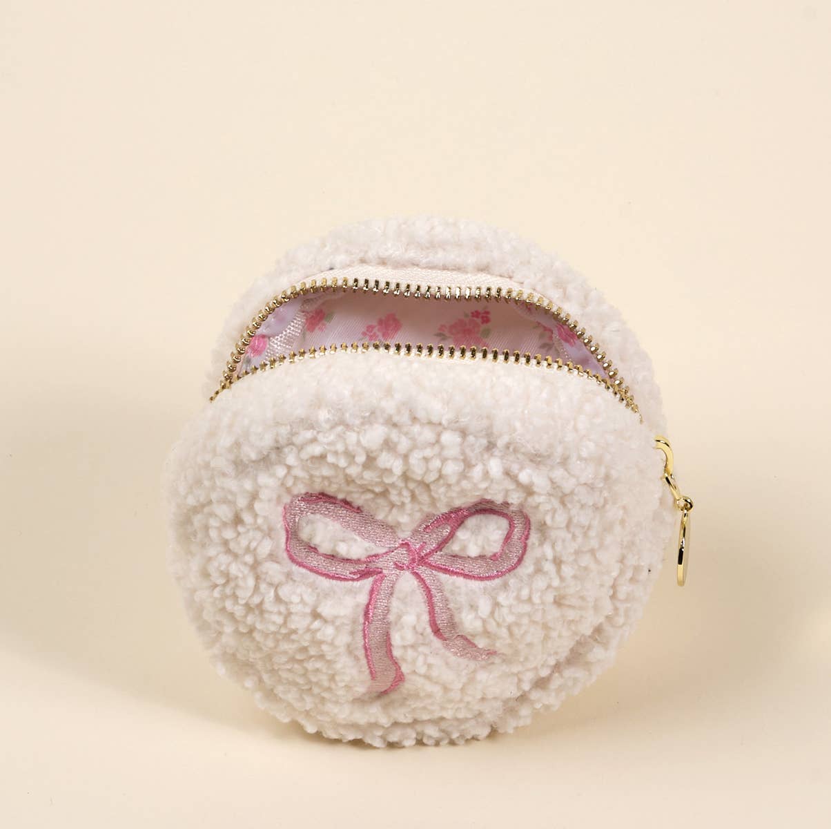 Teddy Pouch–Circle Bow Pink