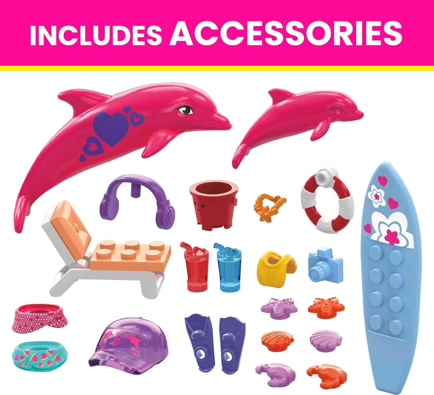 MEGA Barbie Color Reveal Dolphin Exploration Toy Building Set