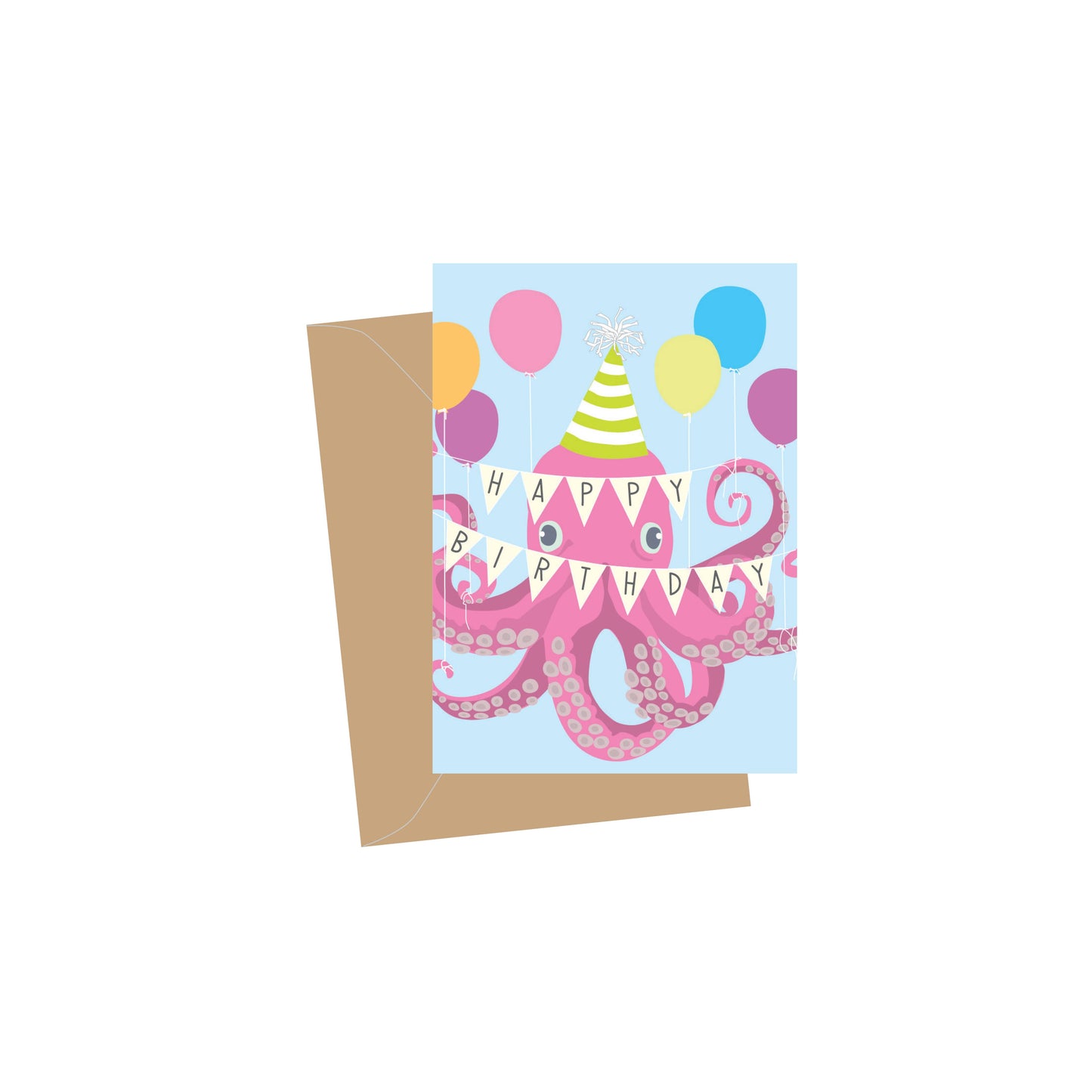 Mini Birthday Octopus, Folded Enclosure Cards