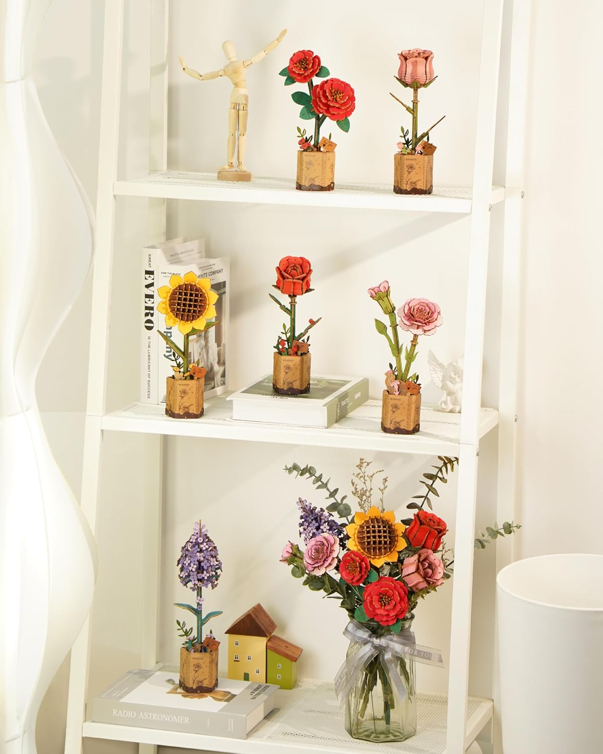 3D Puzzles, Wooden Artificial Flower. Red Rose