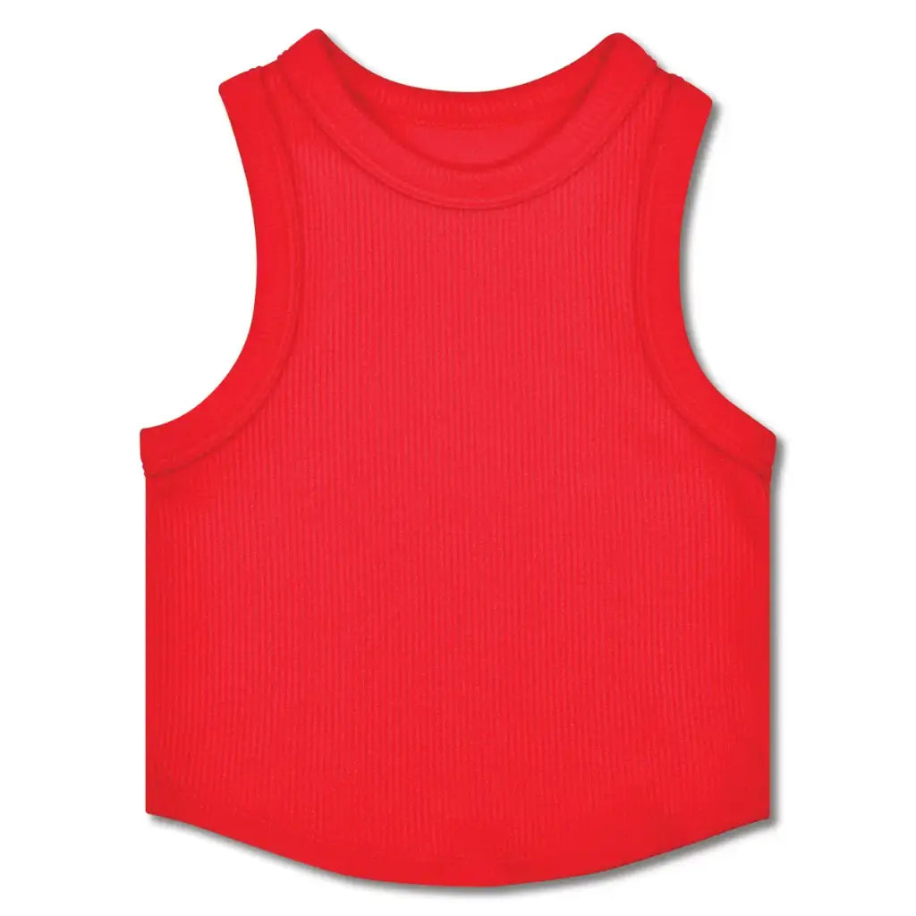 Cherry Red Cropped Ribbed Racerback Tank Top Small