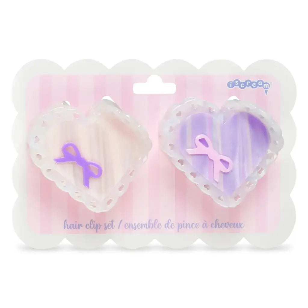 Heart Bow Hair Clip Set