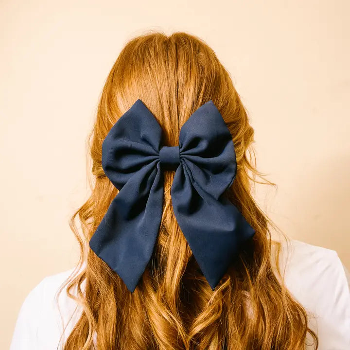 Classic Hair Bow Navy