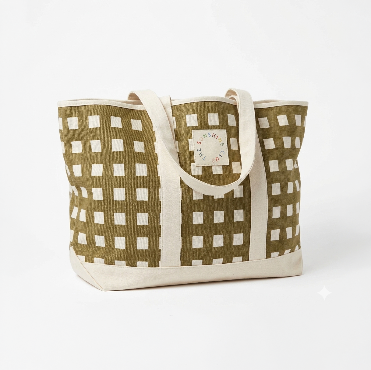 Painted Gingham Canvas Tote