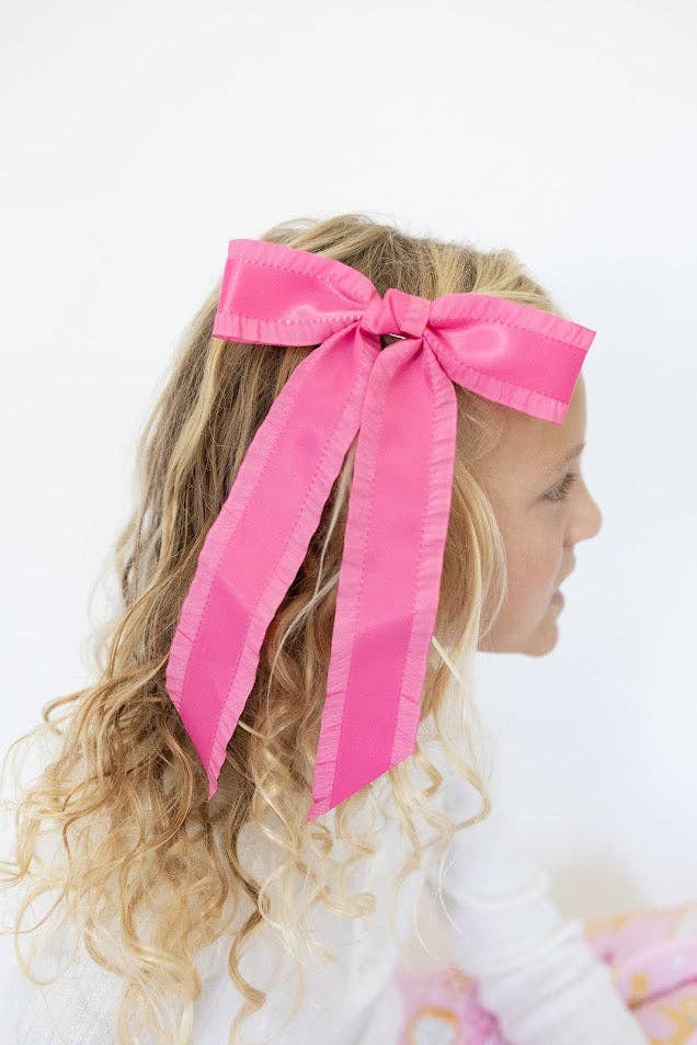 Ruffle Trim Hair Bow - Macaron Muse