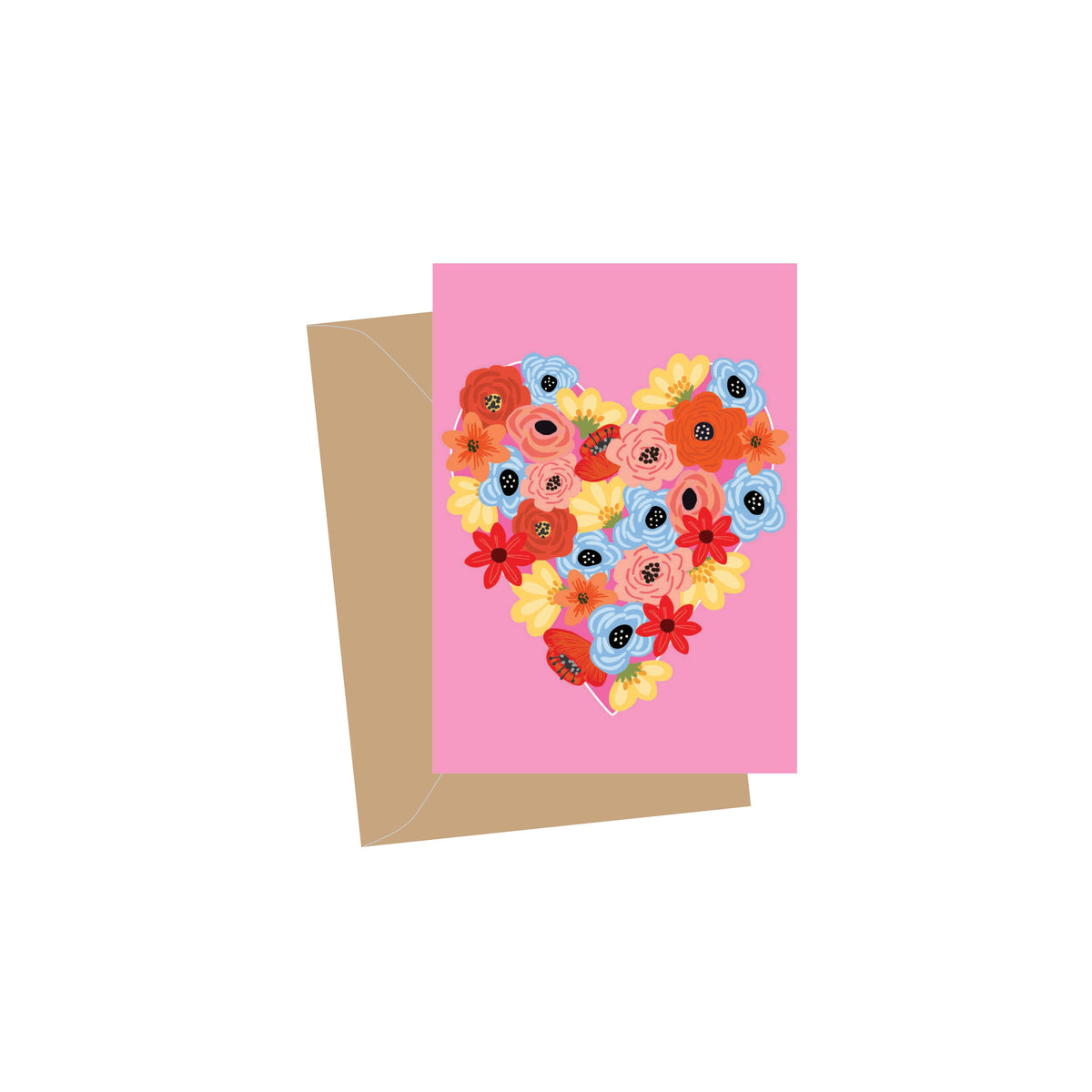 Mini Floral Heart, Folded Enclosure Cards