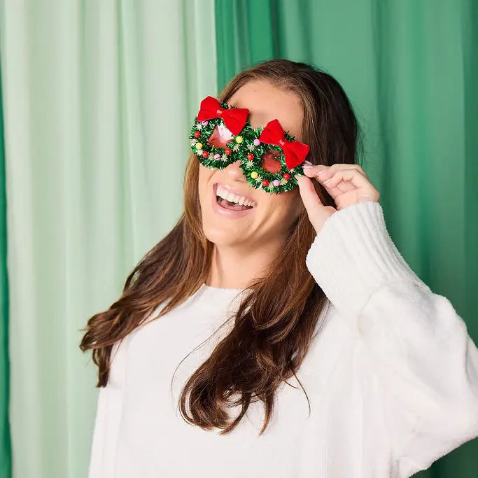 Fa La La Christmas Wreath Novelty Glasses