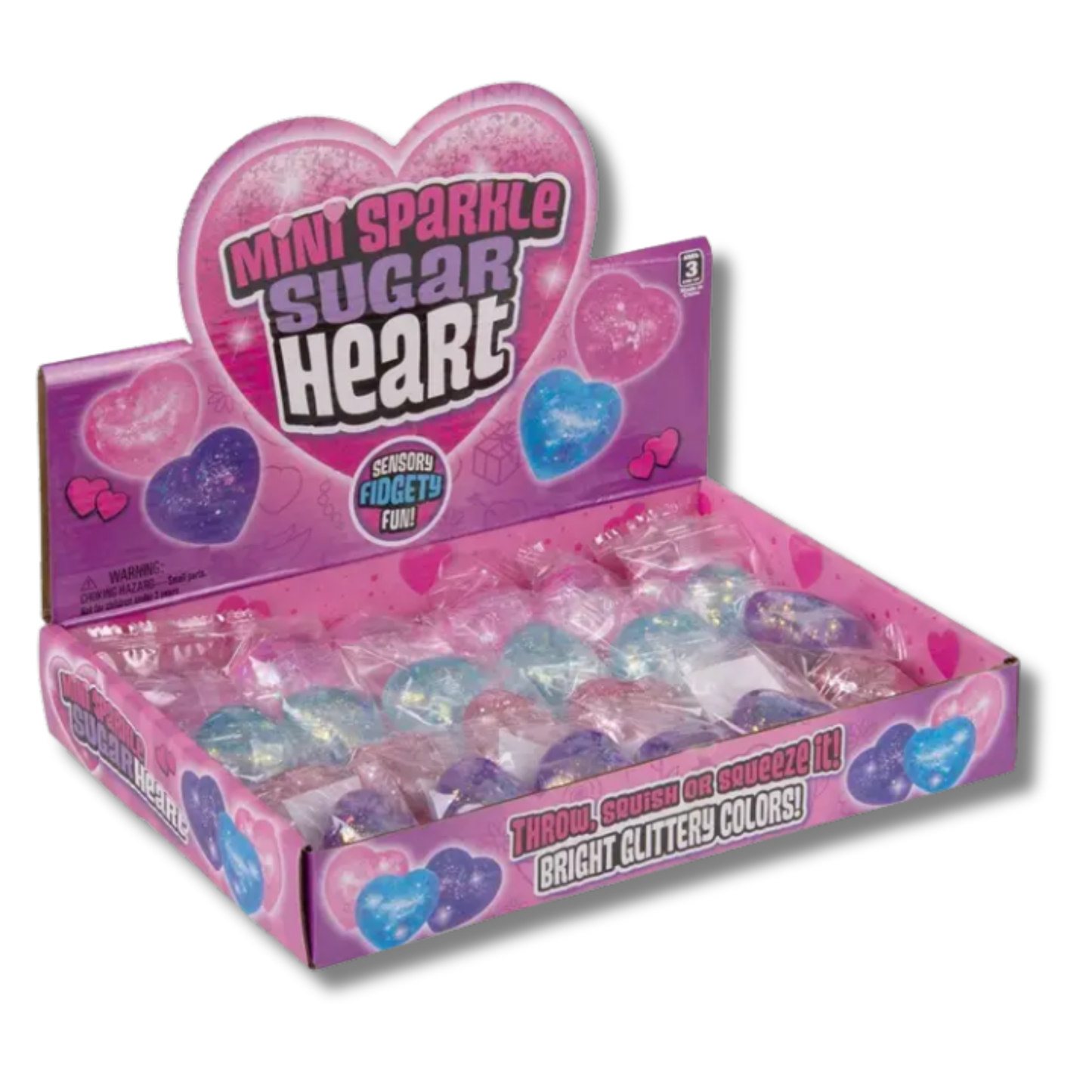 Mini Squeezy Sparkle Heart Fidget Kids Toy- Assorted