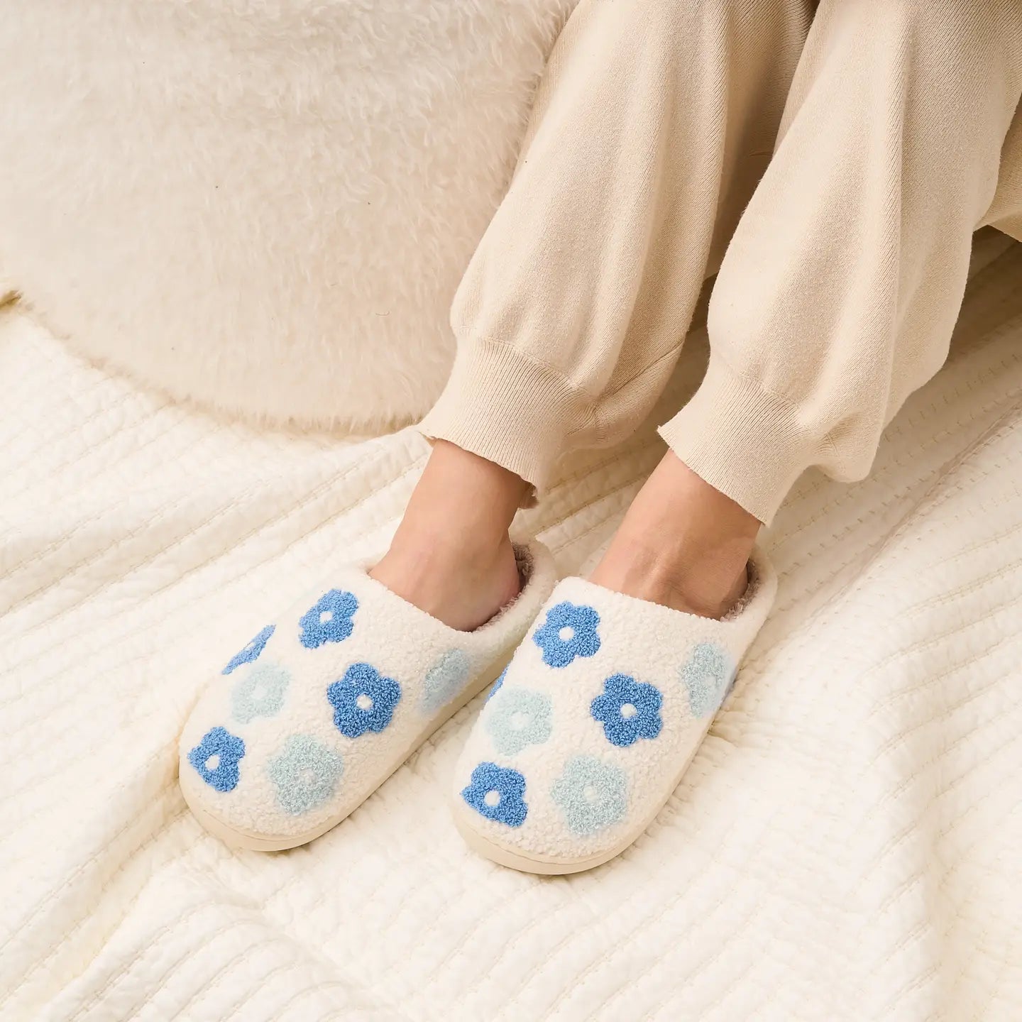 Blue Flower Slippers S/M