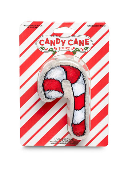 3D Packaged Crew Socks - Holiday - Candy Cane - Beige