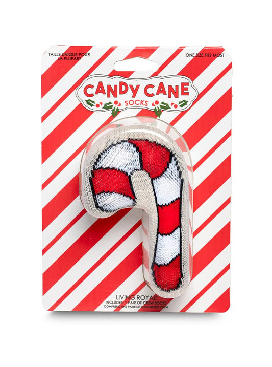 3D Packaged Crew Socks - Holiday - Candy Cane - Beige