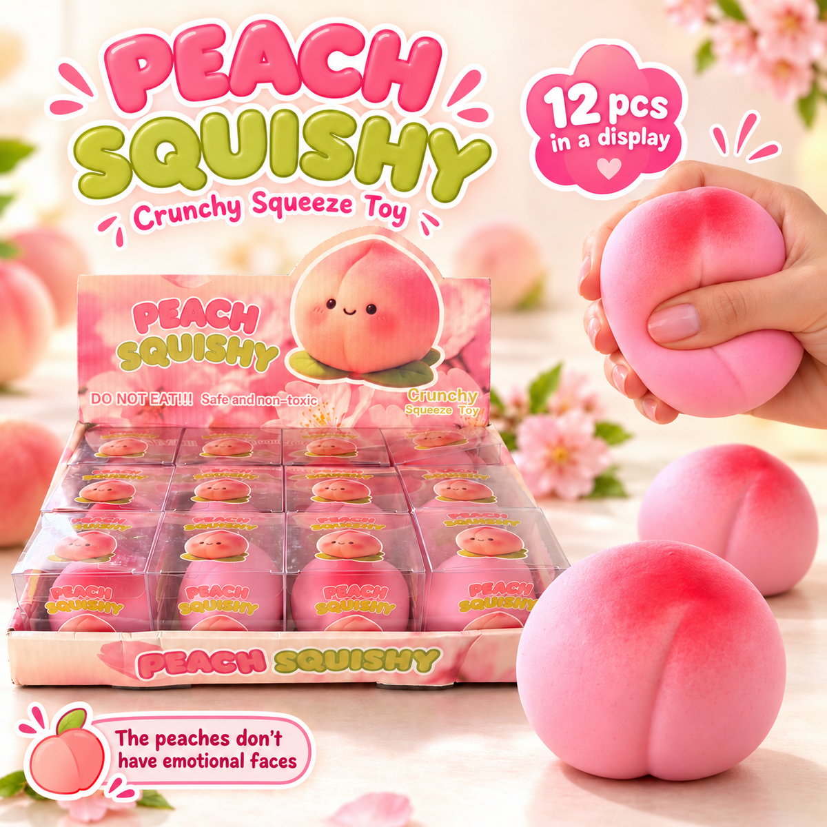Crunchy Peach Squishy —ASMR Crunch Squeeze Toy