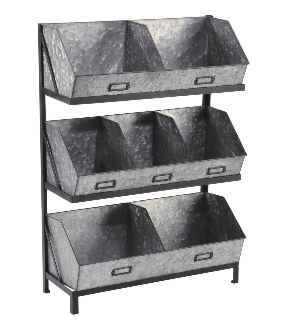 Industrial Metal Bin Organizer with 7 bins