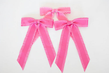 Ruffle Trim Hair Bow - Macaron Muse