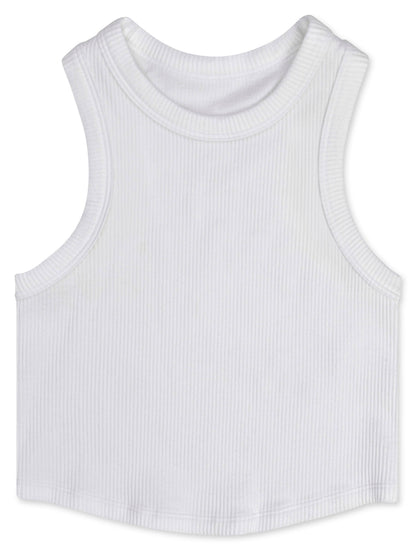 WHITE CROPPED RACER BACK TOP (SMALL / MEDIUM (7-10))