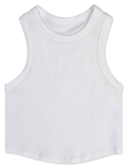 WHITE CROPPED RACER BACK TOP (SMALL / MEDIUM (7-10))