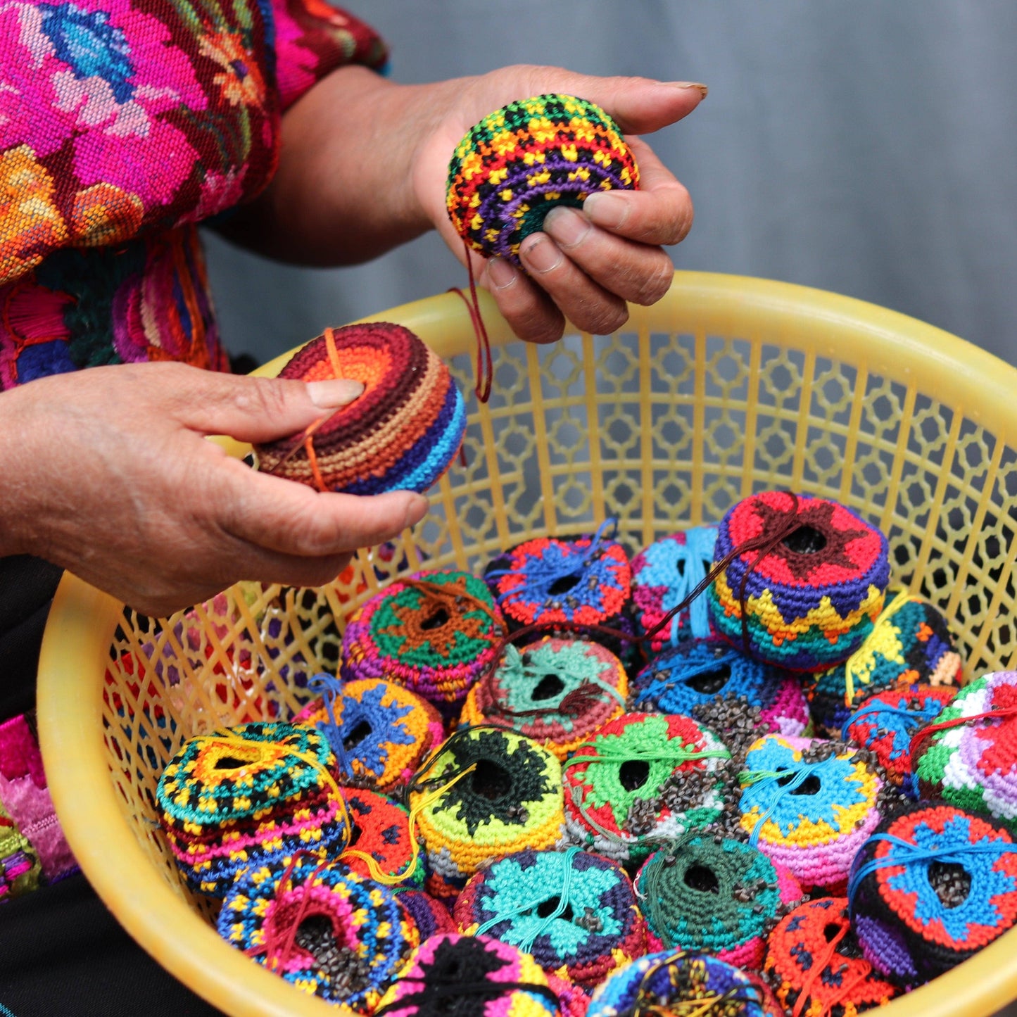 Knit Multicolor Hacky Sack Stress Ball Foot Sack Crochet - Guatemala / Mexico