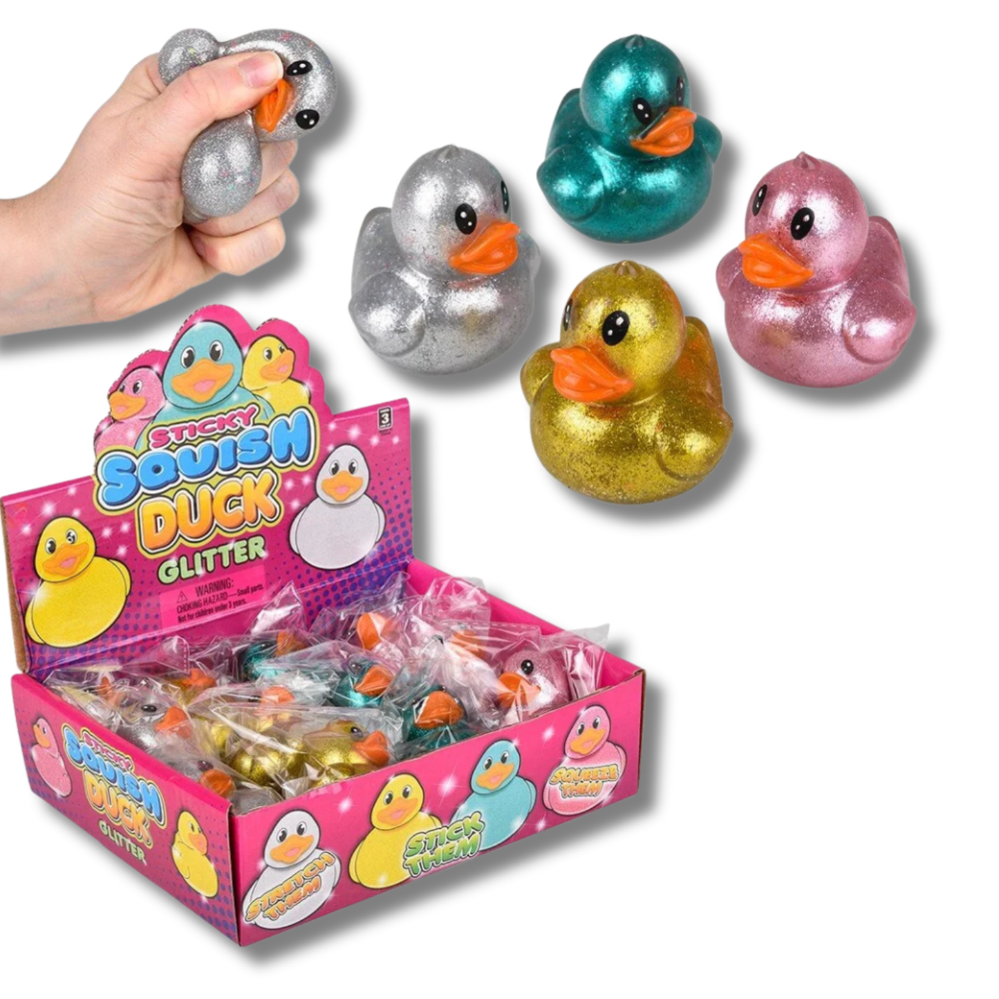 Easter Squish & Sticky Duck Kids Toy- Assorted