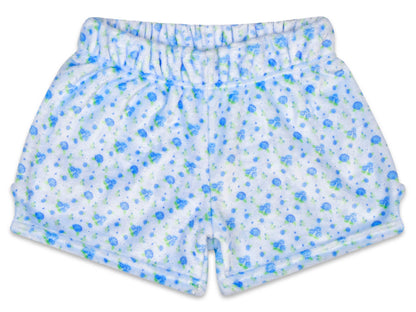 Blue Ditsy Plush Shorts (Youth X-Small (4-6))