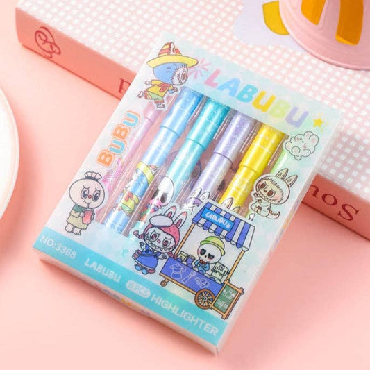 Cartoon Labubu 6 Assorted Colors fluorescent Highlighter Pens