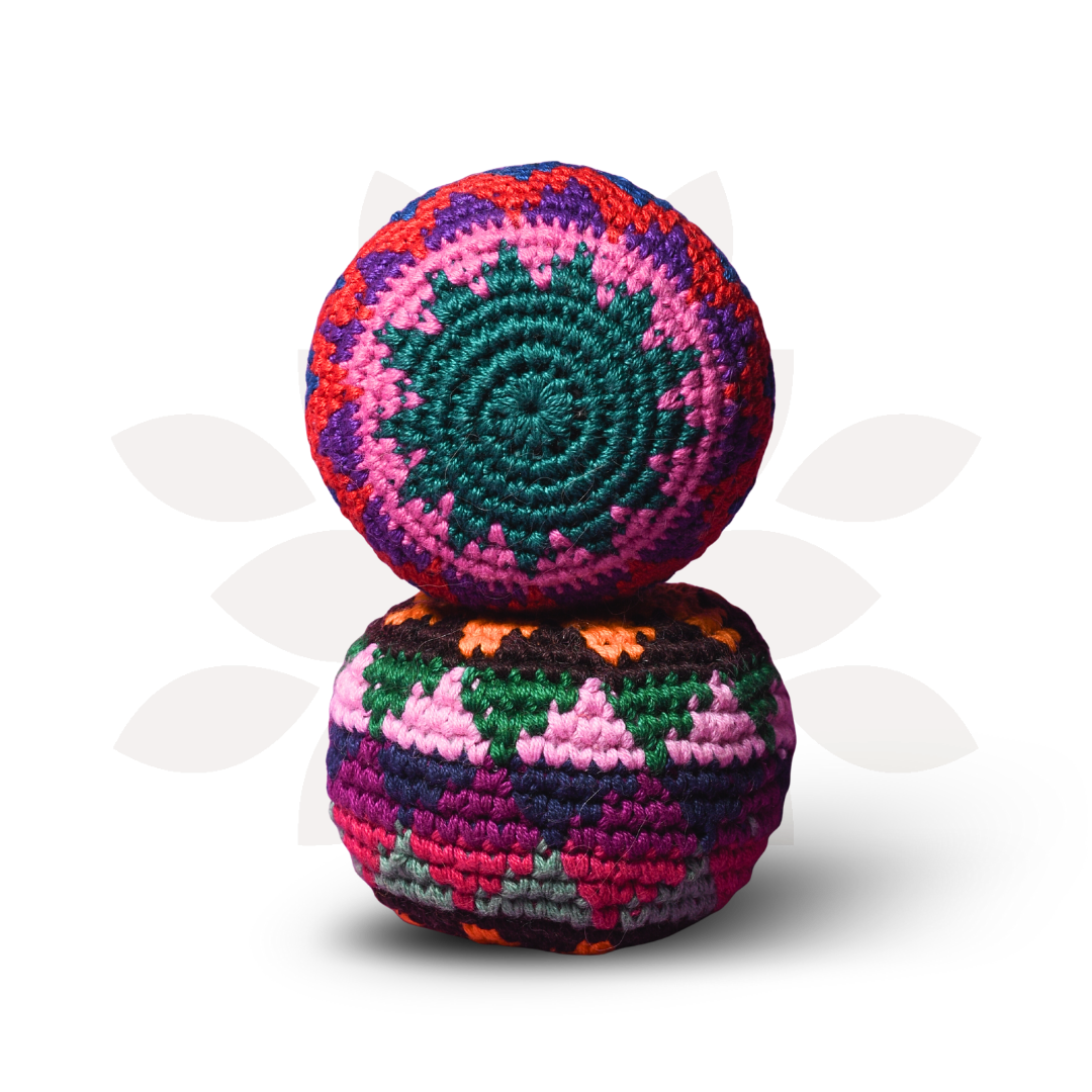 Knit Multicolor Hacky Sack Stress Ball Foot Sack Crochet - Guatemala / Mexico