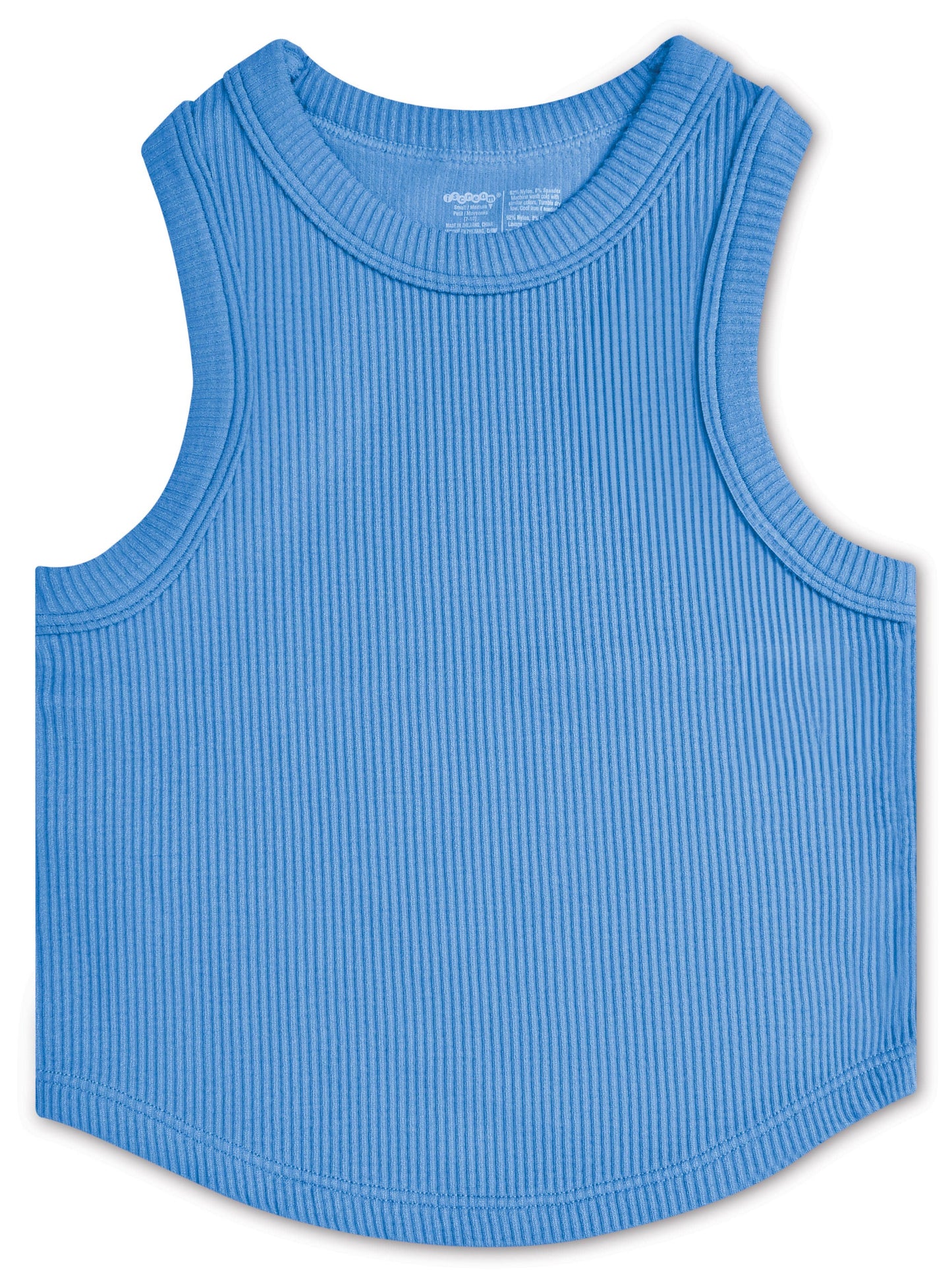 BRIGHT BLUE CROPPED RIBBED RACERBACK TANK TOP (SM/MED)