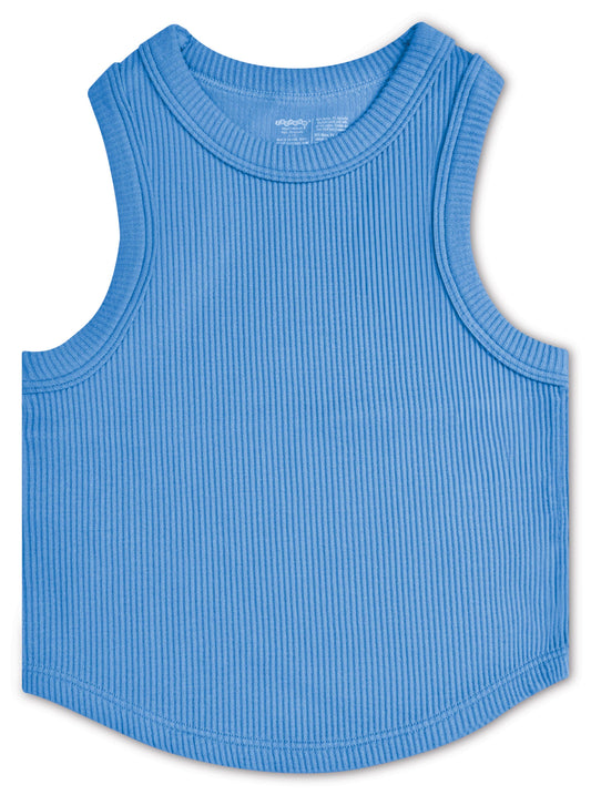 BRIGHT BLUE CROPPED RIBBED RACERBACK TANK TOP (SM/MED)