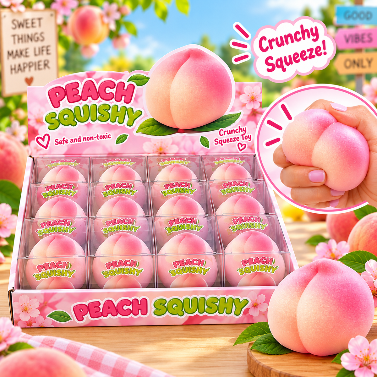 Crunchy Peach Squishy —ASMR Crunch Squeeze Toy