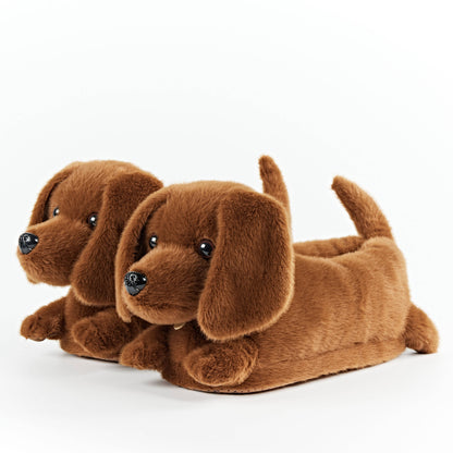 Birdie the Dachshund | Kids' Funny Non-Skid Plush Slippers