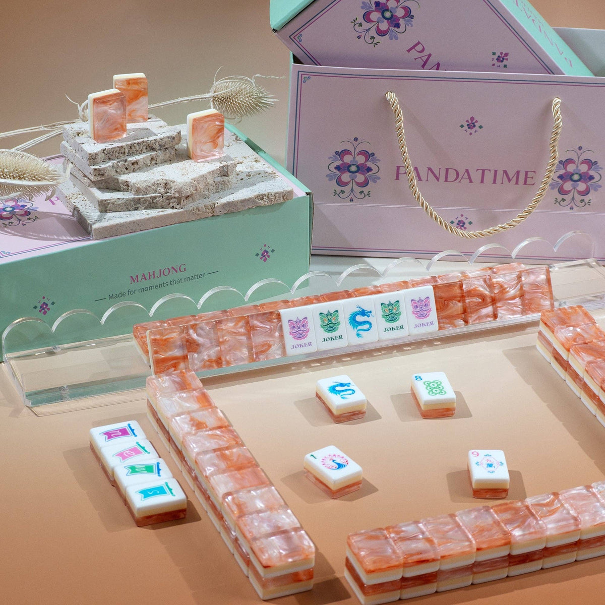 Garden Party Mahjong Set - Coral Glow 11-01