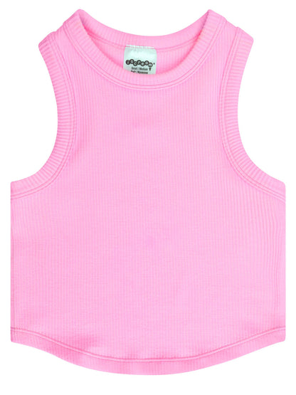 Rose Cropped Ribbed Racerback Tank Top (Youth S/M (7-10))
