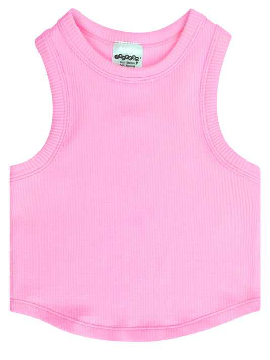 Rose Cropped Ribbed Racerback Tank Top (Youth S/M (7-10))