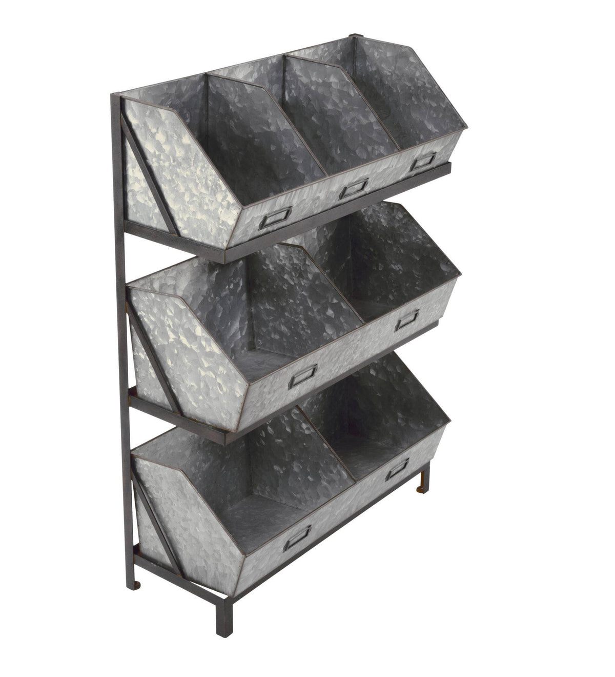 Industrial Metal Bin Organizer with 7 bins