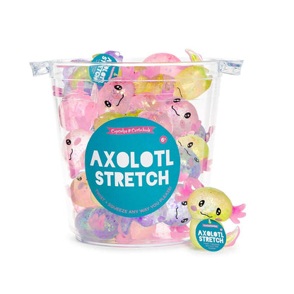 Squishy Glitter Axolotl Toy Unit with Bucket Display
