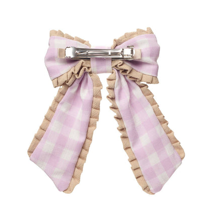 Gingham Ruffle Bow Clip