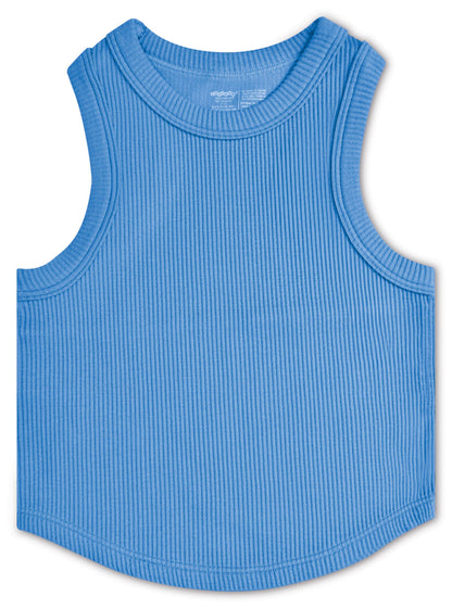BRIGHT BLUE CROPPED RIBBED RACERBACK TANK TOP (MED/LG)