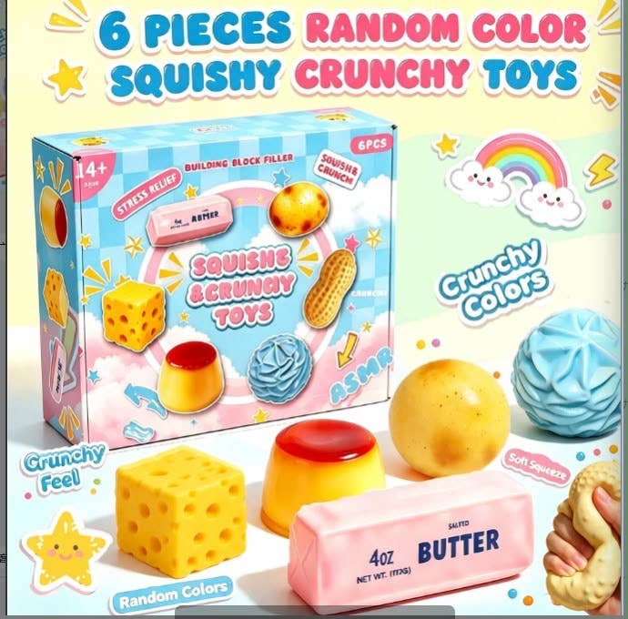 6-Piece Crunchy Squishy Toy Set –