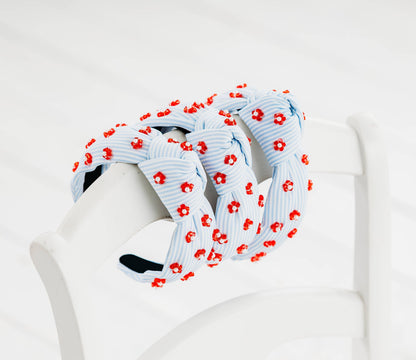 Beaded Headband - Pinstripe Poppies