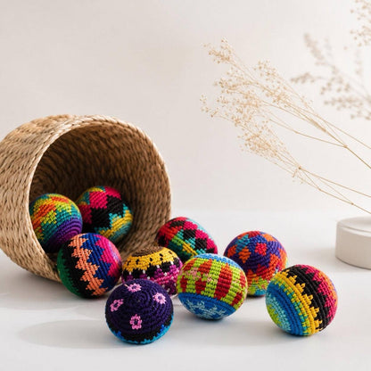 Knit Multicolor Hacky Sack Stress Ball Foot Sack Crochet - Guatemala / Mexico
