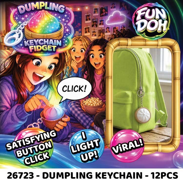 Fun Doh Dumpling Light-Up Click Fidget Keychain - 12/Display