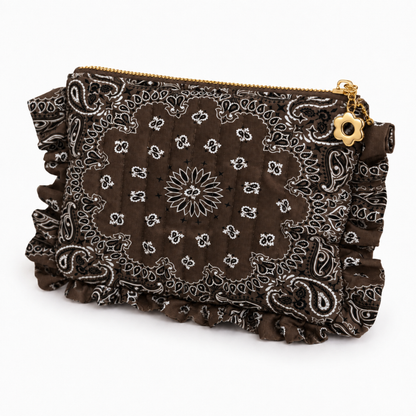 Ellison+Young Bandana Ruffle Everything Pouch, Quilted Cosmetic Case