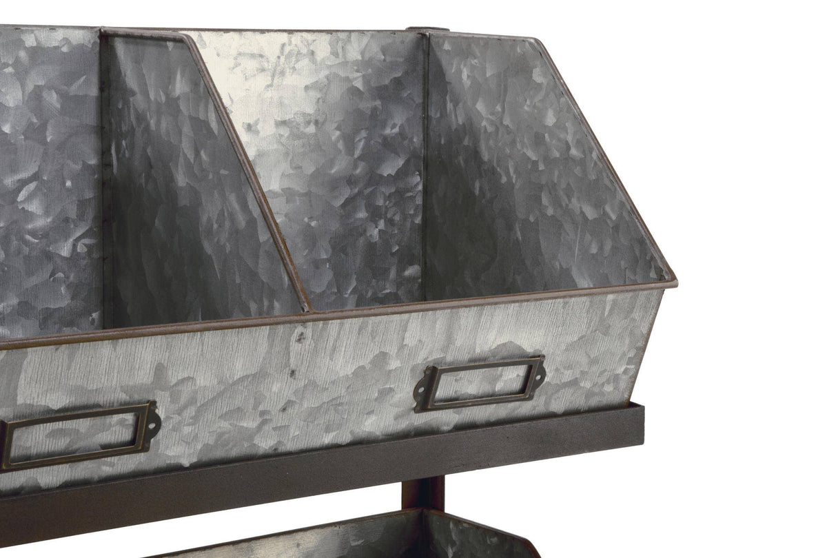Industrial Metal Bin Organizer with 7 bins