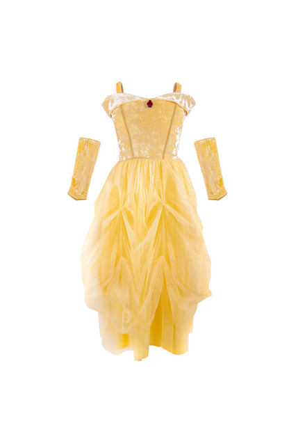 Velvety  Soft Yellow Princess Gown w/arm warmers 3/4