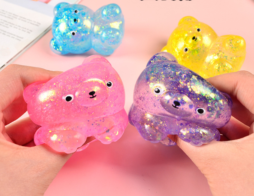 Cute Glitter  Bear Squishy Squeeze Toy Fidget Toy