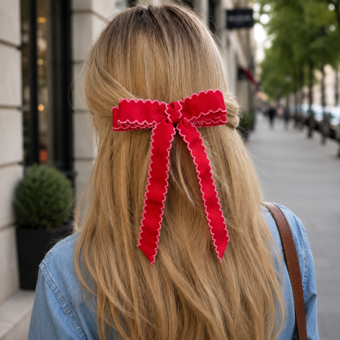 Scalloped Stitch Ribbon Bow Hair Clip – Playful Statement